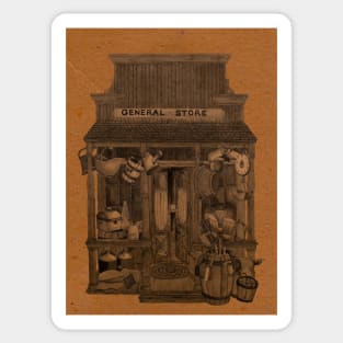 Hand Drawn Pen and Ink General Store Sticker